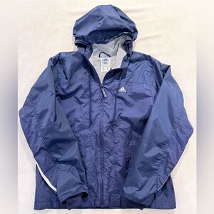 Adidas Blue Hooded Men’s Windbreaker Jacket Size Large